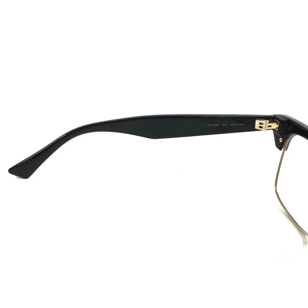 Bottega Veneta Eyeglasses Frames BV1100O 001 Black Shiny Gold Cat Eye 52-15-140